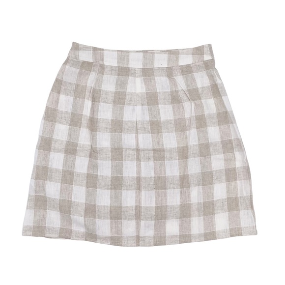 NEW Madewell Linen Blend Tulip Hem Mini Skirt Undyed NE700 Check Print Size 00 - Picture 4 of 13